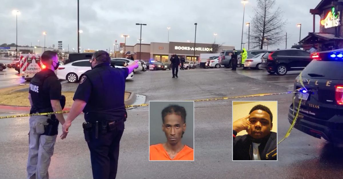 Cedric Deshun Alexander, left inset, was sentenced for gang violence that claimed the life of Jermaine Aldridge, right inset. (Crime scene photo and mug shot from Texarkana Texas Police Department; Victim photo from his obituary)