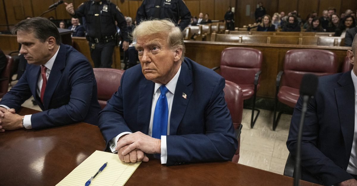 Donald Trump sits in court in New York