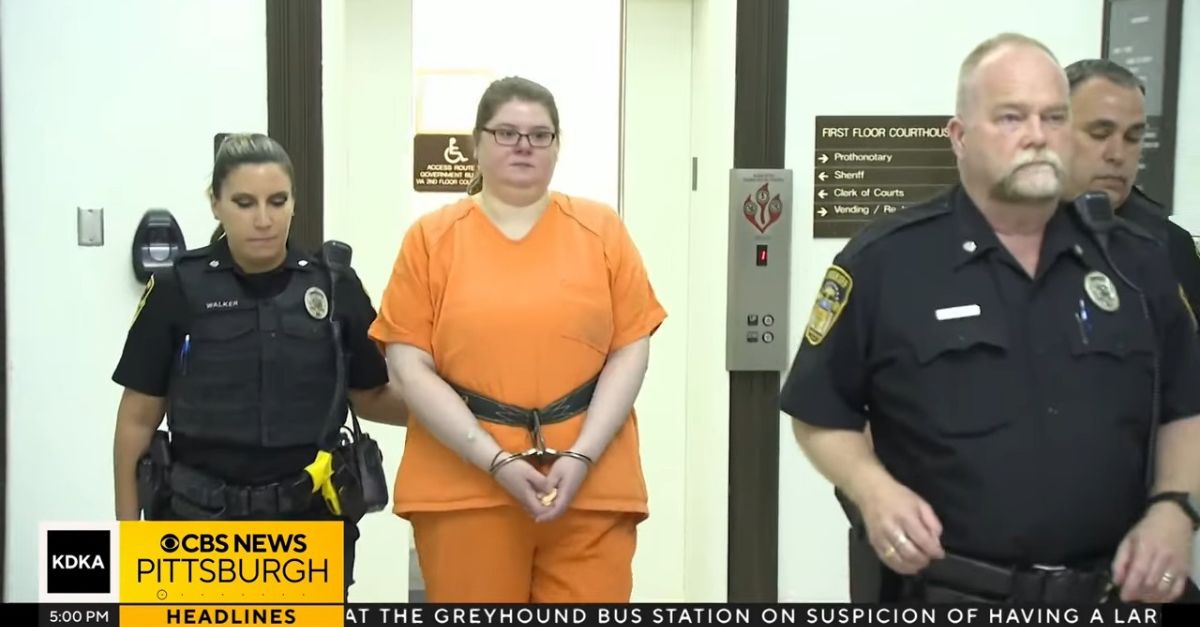 Heather Pressdee admitted to giving excessive doses of insulin to 22 nursing home patients — most of whom died after the dose was given — in Pennsylvania. (Courtroom screenshot from KDKA/YouTube)