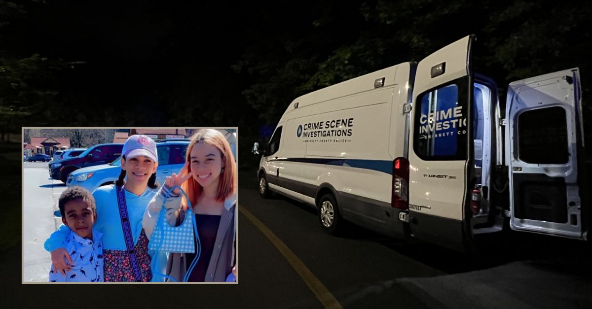 Background: A crime scene investigations at the scene of a suspected murder-suicide in Georgia on May 8, 2024. Gwinnett County Police. Inset: Carlos Rodriguez, Chadal Rodriguez and Arianny Rodriguez. GoFundMe.