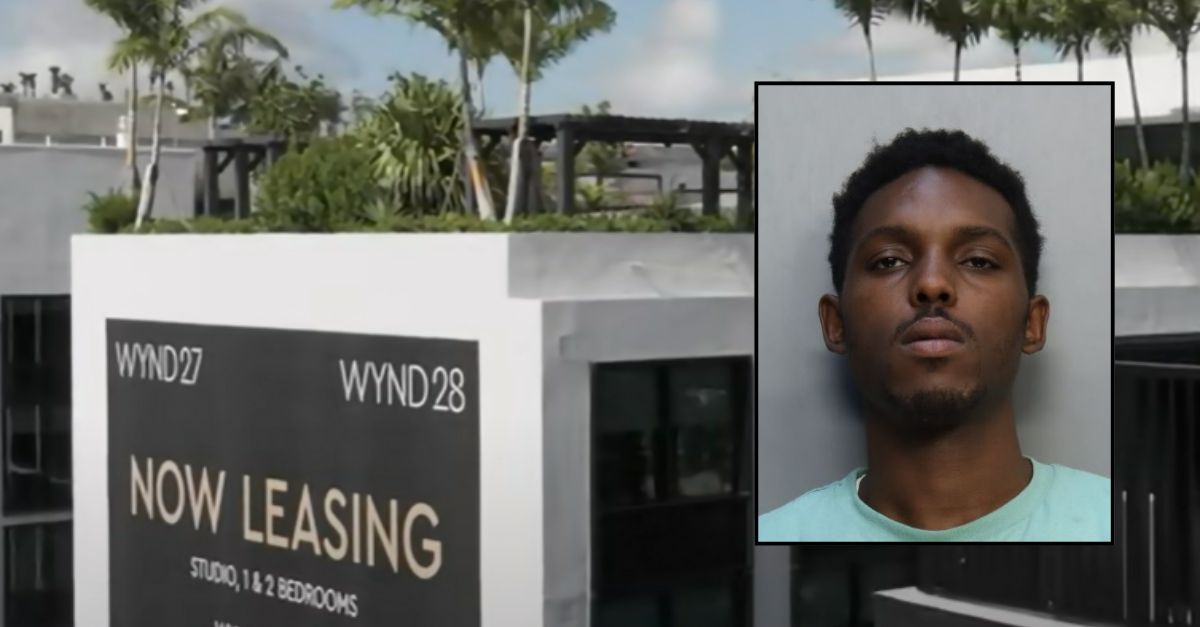 Background: Wynd27/Wynd 28 in Miami. YouTube screengrab courtesy Serhant Real Estate. Inset: Abdul Woodside booking photo Miami Dade Corrections and Rehabilitation